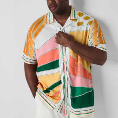 Shaquille O'Neal XLG Mens Short Sleeve Big and Tall Camp Shirt