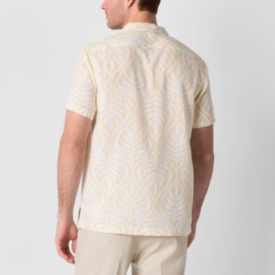J. Ferrar Linen Blend Mens Short Sleeve Camp Shirt