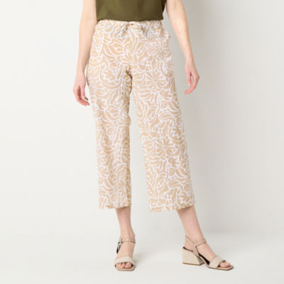 Liz Claiborne Womens Wide Leg Mid Rise Pull-On Pant
