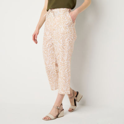 Liz Claiborne Womens Wide Leg Mid Rise Pull-On Pant