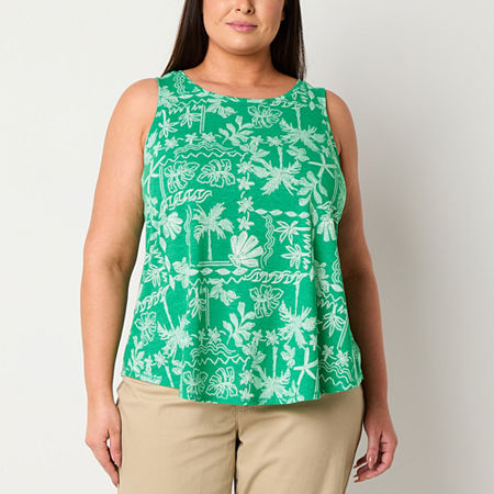 St. John's Bay Womens Plus Scoop Neck Sleeveless Tank Top, 2x, Green