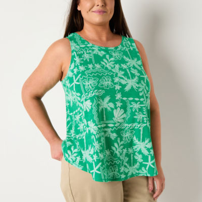 St. John's Bay Womens Plus Scoop Neck Sleeveless Tank Top