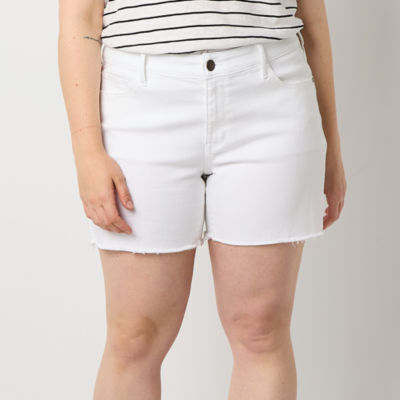 a.n.a Womens Mid Rise 4 1/2" Denim Short-Plus