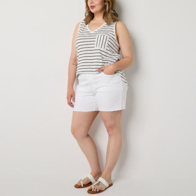 a.n.a Womens Mid Rise 4 1/2" Denim Short-Plus