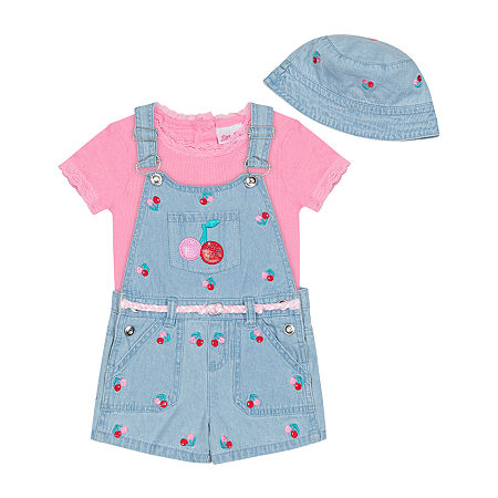 Little Lass Toddler Girls 3-pc. Shortall Set, 2t, Blue