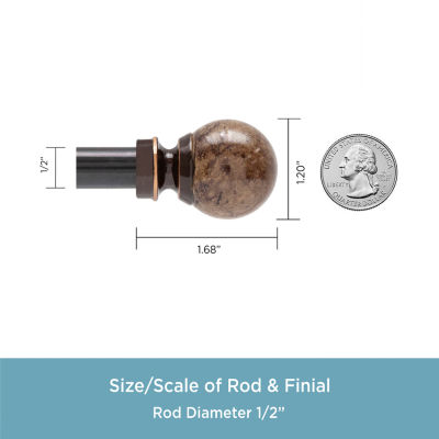 Kenney Jillian Petite Marble Ball 1/2 IN Adjustable Curtain Rod