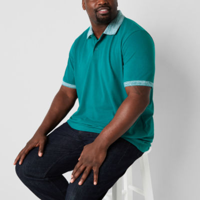 Shaquille O'Neal XLG Slub Collar Big and Tall Mens Regular Fit Short Sleeve Polo Shirt