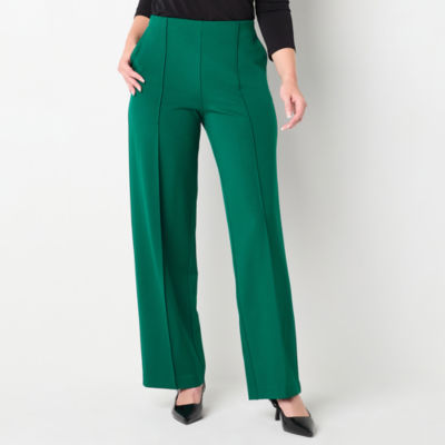 Liz Claiborne Womens Mid Rise Wide Leg Pull-On Pants