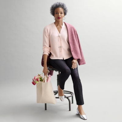 Liz Claiborne Womens V Neck Long Sleeve Cardigan