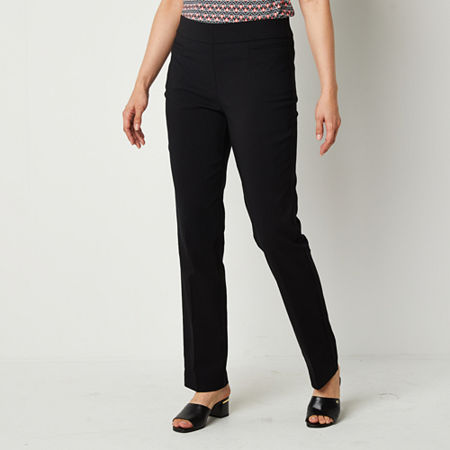 Liz Claiborne Lisa Womens Straight Mid Rise Straight Fit Trouser, 4 Petite, Black