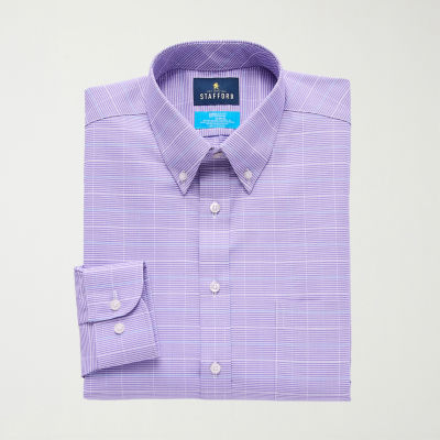 Stafford Coolmax All Season Ecomade Oxford Mens Regular Fit Stretch Fabric Wrinkle Free Long Sleeve Dress Shirt