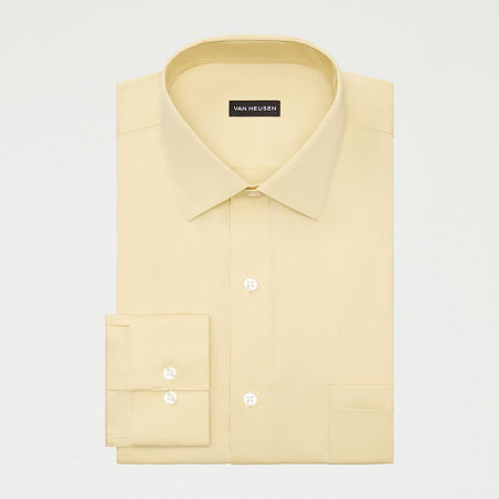 Van Heusen Ultra Flex Big and Tall Mens Regular Fit Stretch Fabric Wrinkle Free Long Sleeve Dress Shirt, 19 34-35, Yellow