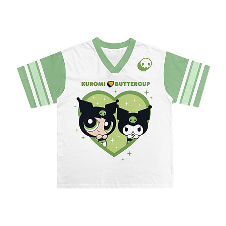 Little & Big Kid Girls V Neck Short Sleeve Hello Kitty Graphic T-Shirt, Medium (10-12), Green