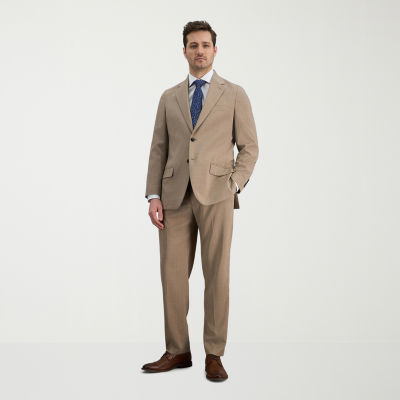 Haggar Smart Wash Mens Stretch Fabric Classic Fit Plaid Flat Front Suit Pant