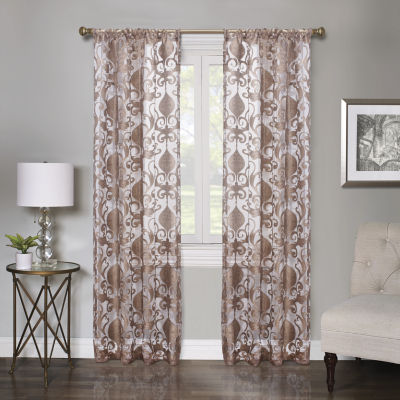 Regal Home Lombardi Floral Rod Pocket Sheer Single Curtain Panel