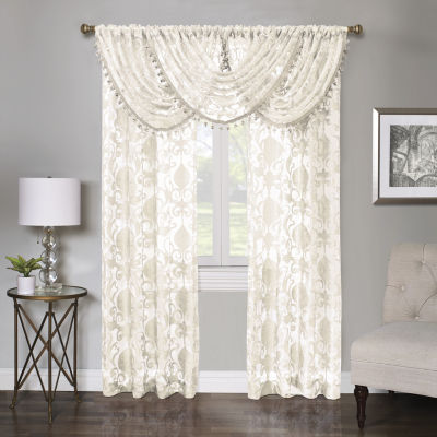 Regal Home Lombardi Floral Rod Pocket Sheer Single Curtain Panel