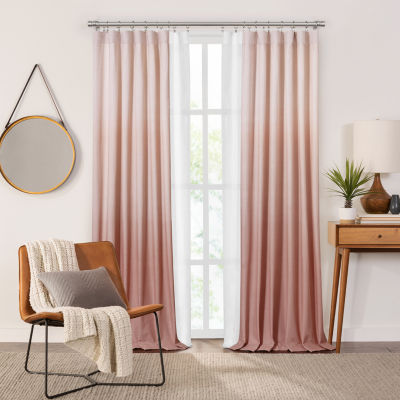 Fieldcrest Devin Flippable Ombre Cotton Chambray Rod Pocket Energy Saving 100% Blackout Single Curtain Panel