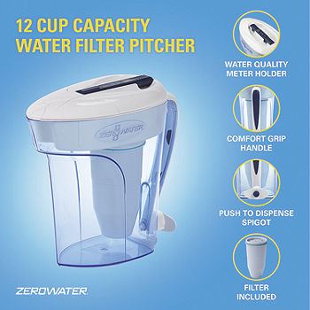 ZeroWater 12-Cup Ready Pour Filtration Pitcher, Blue