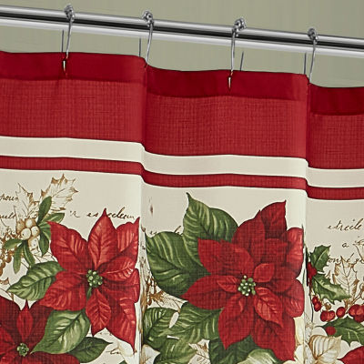 Elrene Home Fashions Red And White Poinsettia Shower Curtain