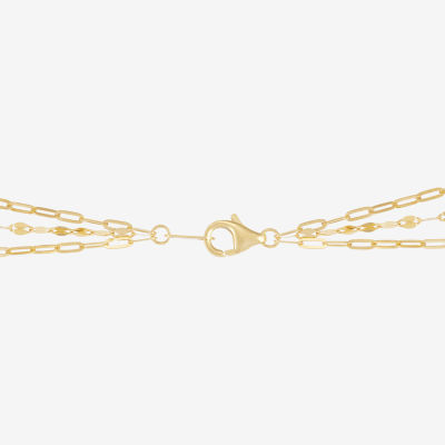 Layered Look Womens 14K Gold 20 Inch Paperclip Chain Necklace