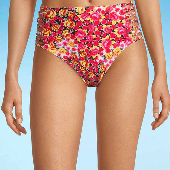 Decree Womens Lined Floral High Waist Bikini Swimsuit Bottom Juniors