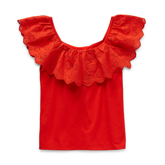 Thereabouts Little & Big Girls Round Neck Sleeveless Blouse