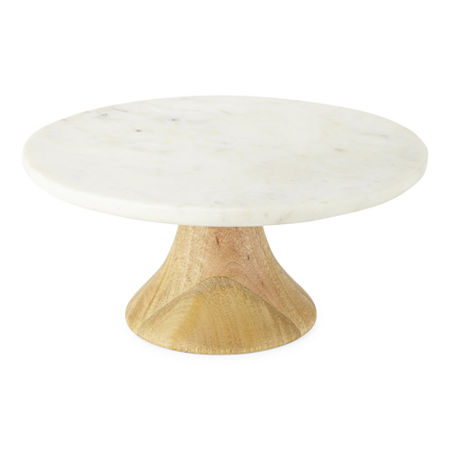 Linden Street Marble Wood Cake Stand, One Size, White