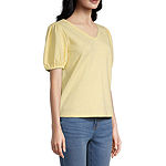 a.n.a Womens V Neck Short Sleeve Textured Blouse