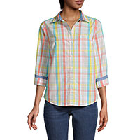 St. John's Bay Women's Long Sleeve Regular Fit Button-Down Shirt