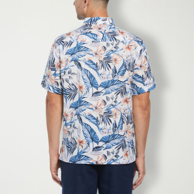Cubavera Mens Regular Fit Short Sleeve Floral Button-Down Shirt