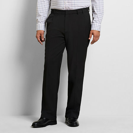 Van Heusen Mens Big and Tall Straight Fit Pleated Pant, 48 29, Black