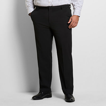 Van Heusen Everyday Defense Stain Shield Mens Big and Tall Straight Fit Flat Front Dress Pant, 44 32, Black