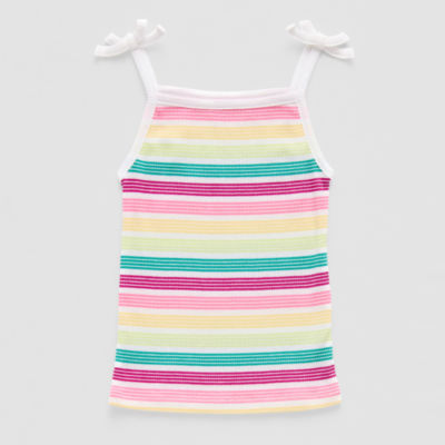 Okie Dokie Toddler Little Girls Straight Neck Sleeveless Tank Top 3t White 4$