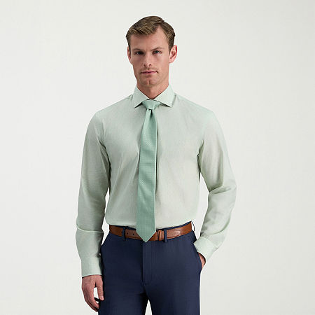 Haggar Mens Slim Fit Wrinkle Free Long Sleeve Dress Shirt, 18.5 34-35, Green