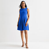 B. Smart Womens Juniors Square Neck Sleeveless Satin A-Line Dress