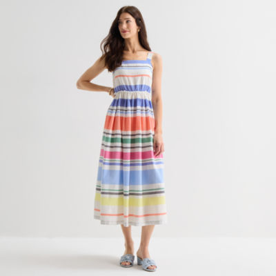 St. John's Bay Womens Sleeveless Striped Midi Sundress