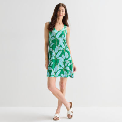 St. John's Bay Womens Sleeveless Floral A-Line Dress