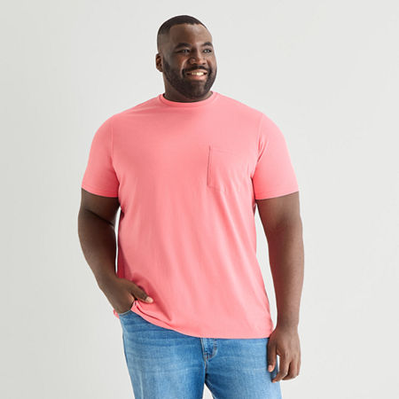 St. John's Bay Super Soft Pocket Mens Crew Neck Short Sleeve Quick Dry Stretch Fabric Big and Tall T-Shirt, 4x-large, Pink