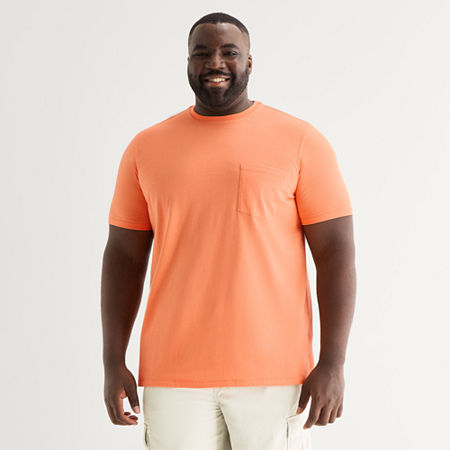 St. John's Bay Super Soft Pocket Mens Crew Neck Short Sleeve Quick Dry Stretch Fabric Big and Tall T-Shirt, 4x-large, Orange