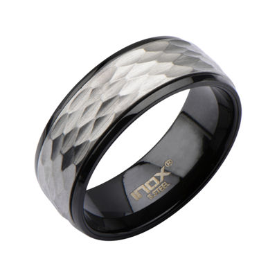 Mens Hammered Two-Tone Stainless Steel Band