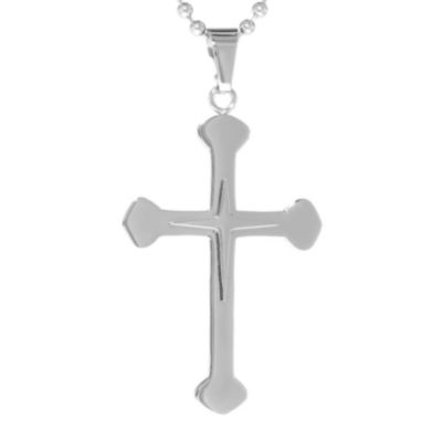 Mens Stainless Steel Cross Pendant Necklace