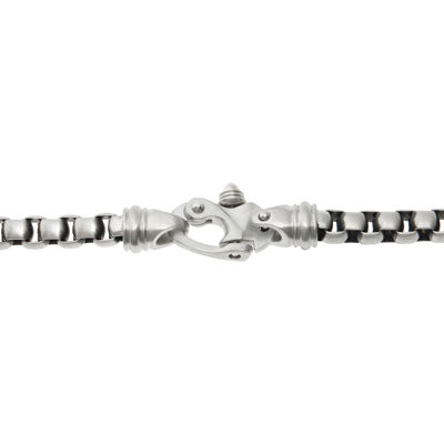 Mens Stainless Steel Round Box Chain Bracelet with Fancy Clasp