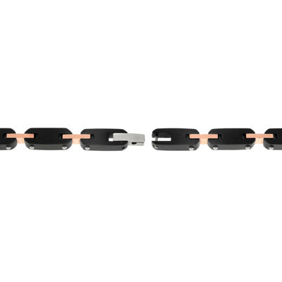 Mens Black Stainless Steel Chain Link Bracelet