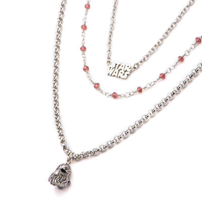 Star Wars® Stainless Steel Chewbacca 3-Tiered Pendant Necklace