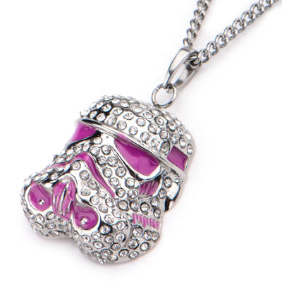 Star Wars® Cubic Zirconia Stainless Steel Stormtrooper Pendant Necklace