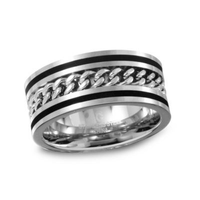 Mens 8MM Stainless Steel Wedding Band