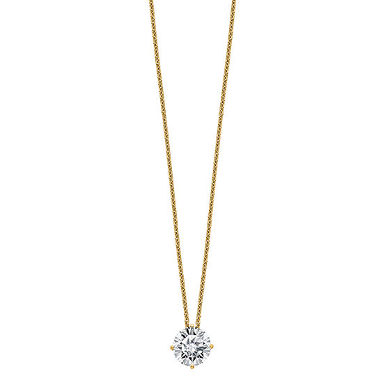 Womens  1 3/4 CT. T.W. White Moissanite 14K Gold Round Pendant Necklace
