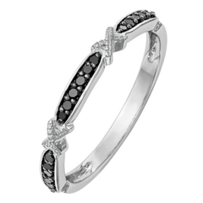 Midnight Black 2MM 1/10 CT. T.W. Natural Diamond 14K White Gold Wedding Band