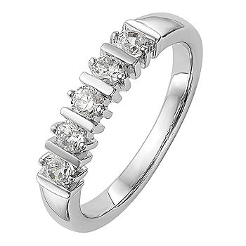 2.5MM 1/2 CT. T.W. Natural White Diamond 14K White Gold 5 2.5MM 1/2 CT. T.W. Natural White Diamond 14K White Gold 5