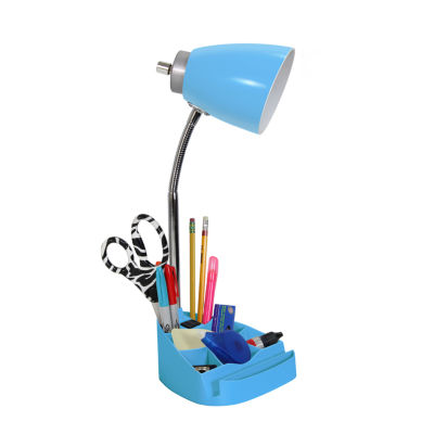 Limelights Gooseneck Organizer Desk Lamp with iPad Tablet Stand Book Holder and Charging Outlet